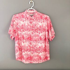 Men's Tommy Bahama Floral Shirt - Hot Pink&White L